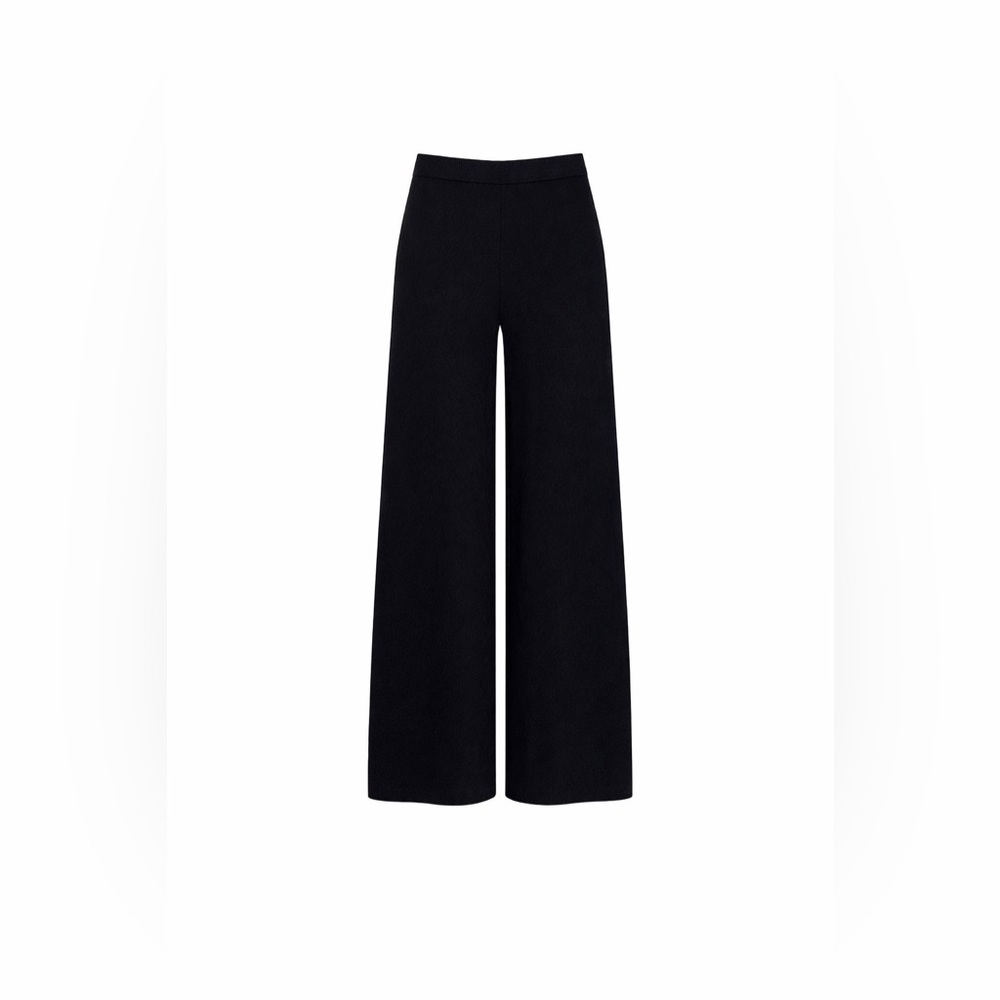 St. John Collection Wool Knit Wide Leg Flat Front Pants • Black‎ • Size 4